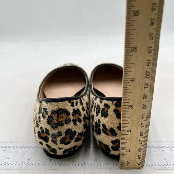 FOWT Women Comfortable Slip On Pointed Toe Flat Heel Pumps Flats Leopard Shoes - Picture 5 of 8